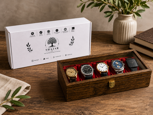 5-Slot Handmade Wooden Watch Box with Glass Display – Luxury Organizer