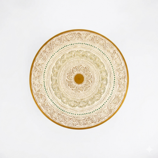 Artisan Nakshi Art Coffee Table - Creamy White & Gold