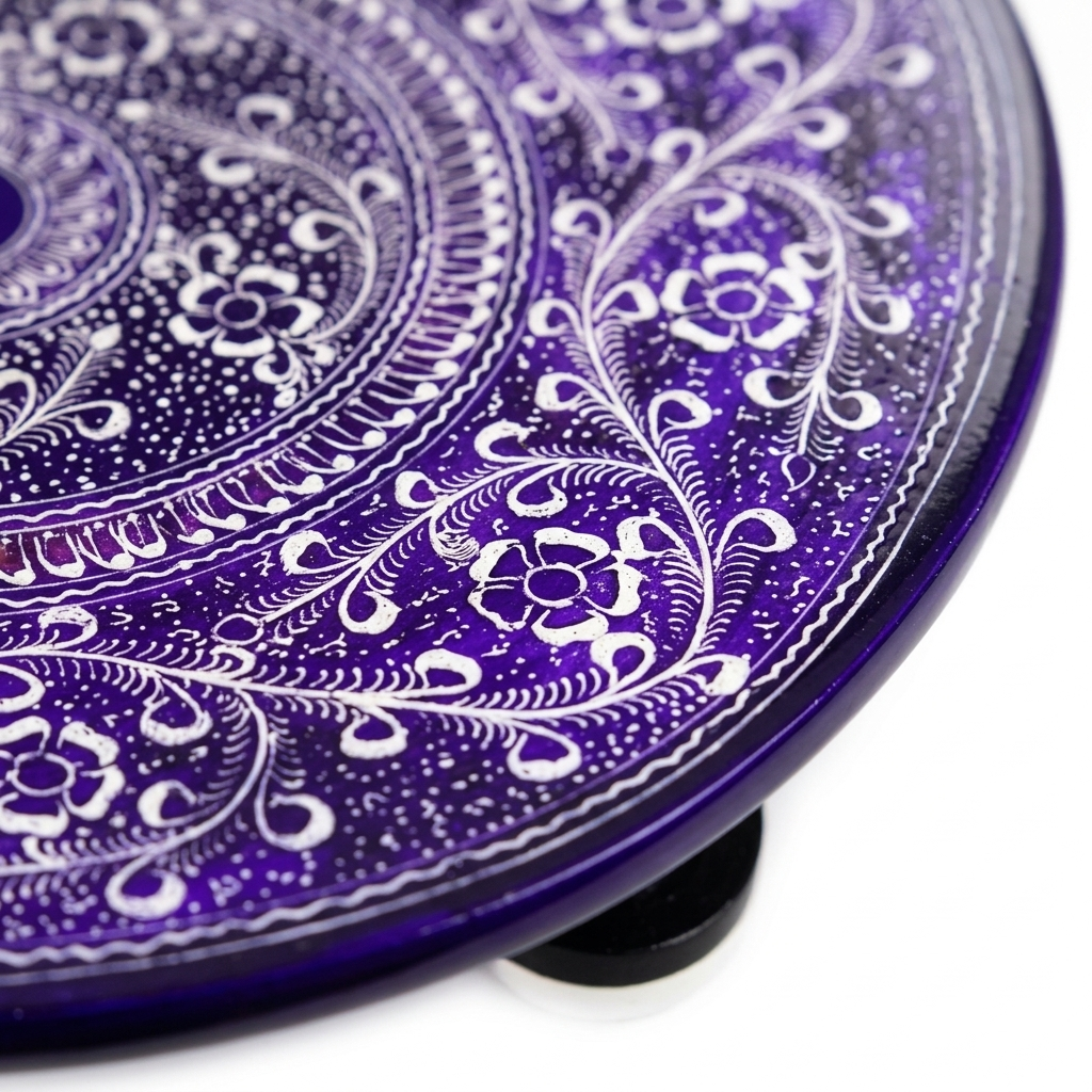 Purple & Silver Nakshi Art Coffee Table