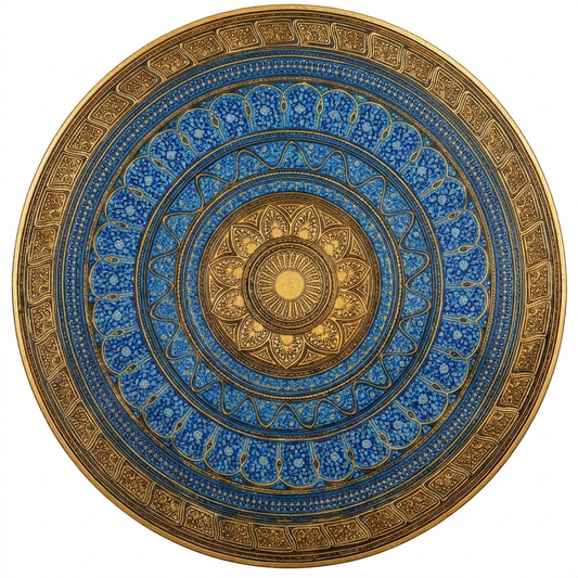 Artisan Nakshi Art Coffee Table - Royal Blue & Gold