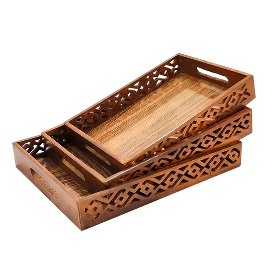 Handcrafted Wooden Tray Set