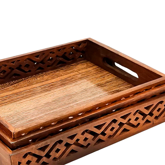 Handcrafted Wooden Tray Set