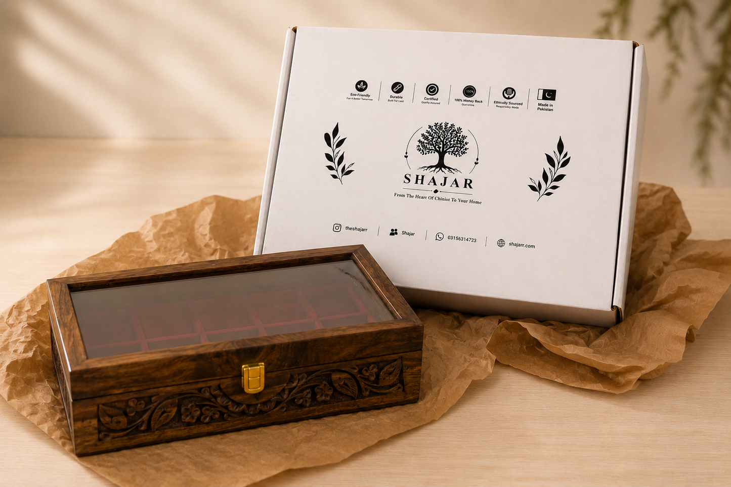 Hand-Carved Luxury 10-Slot Wooden Watch Box – Premium Gift for Him 🎁