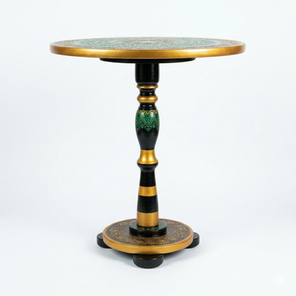 Nakshi Art Coffee Table - Emerald Green & Gold
