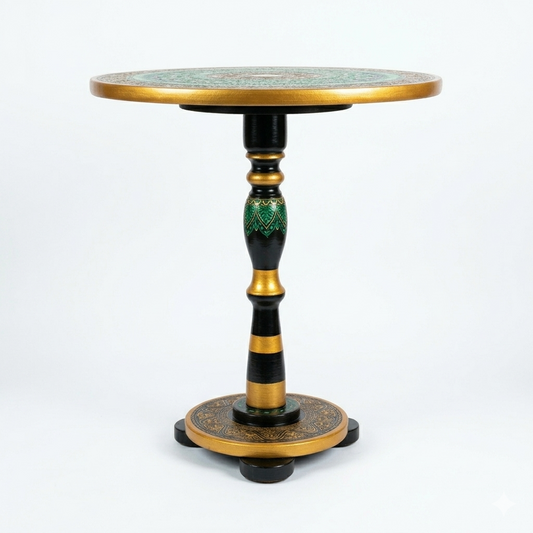 Nakshi Art Coffee Table - Emerald Green & Gold