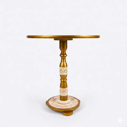 Artisan Nakshi Art Coffee Table - Creamy White & Gold