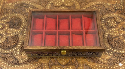 Hand-Carved Luxury 10-Slot Wooden Watch Box – Premium Gift for Him 🎁