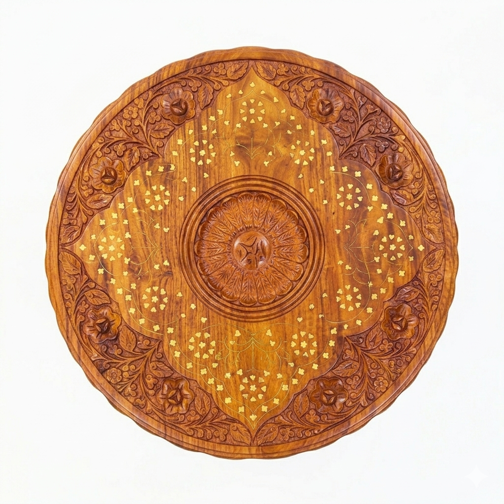 Heritage Brass-Inlay Floral Coffee Table