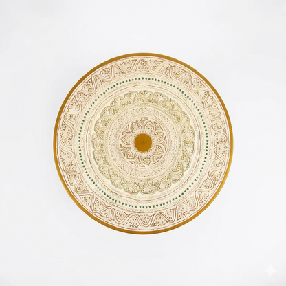 Artisan Nakshi Art Coffee Table - Creamy White & Gold