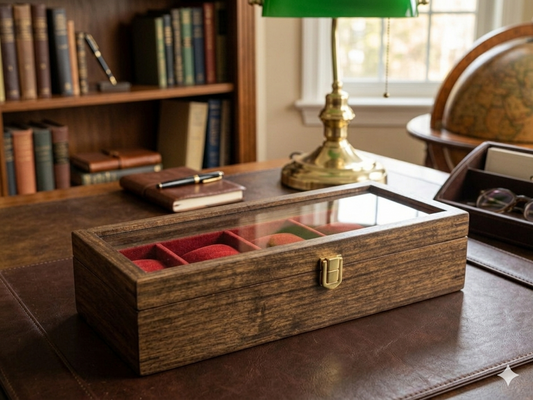 5-Slot Handmade Wooden Watch Box with Glass Display – Luxury Organizer