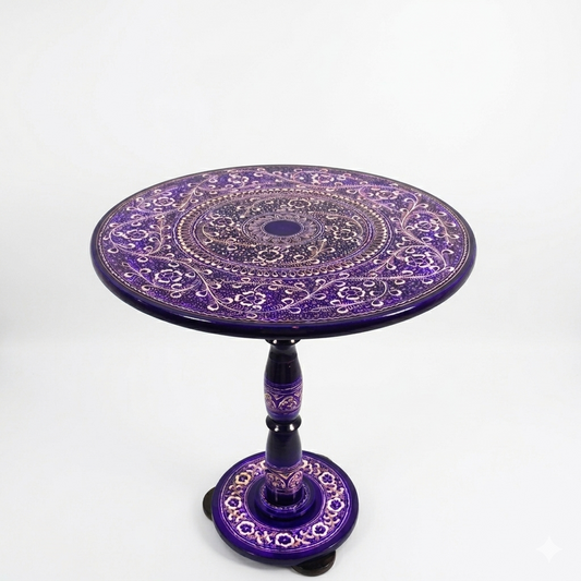 Purple & Silver Nakshi Art Coffee Table