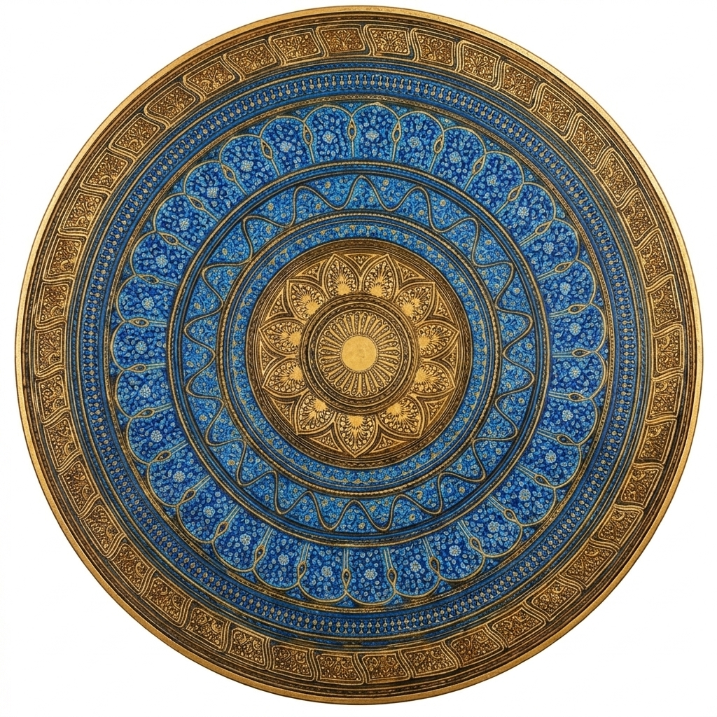 Artisan Nakshi Art Coffee Table - Royal Blue & Gold