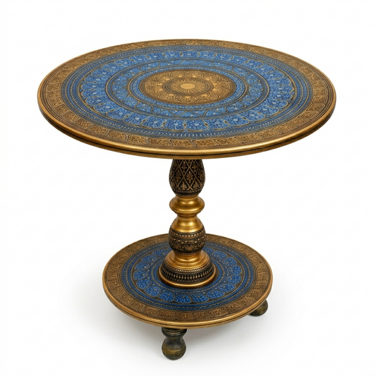 Artisan Nakshi Art Coffee Table - Royal Blue & Gold