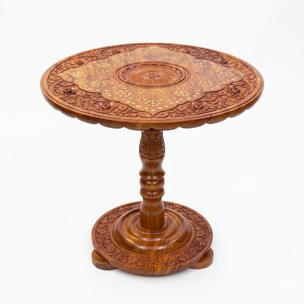 Heritage Brass-Inlay Floral Coffee Table