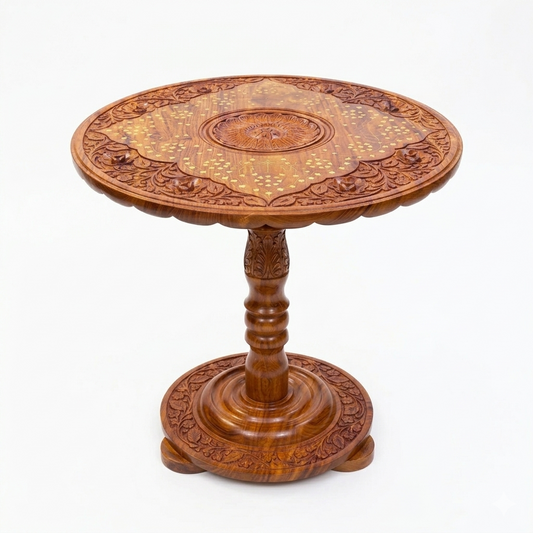 Heritage Brass-Inlay Floral Coffee Table