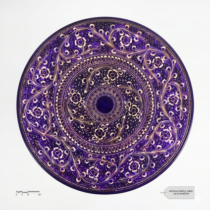Purple & Silver Nakshi Art Coffee Table