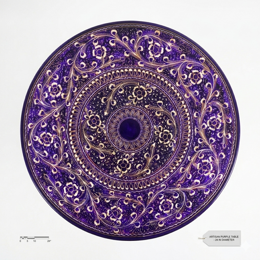 Purple & Silver Nakshi Art Coffee Table