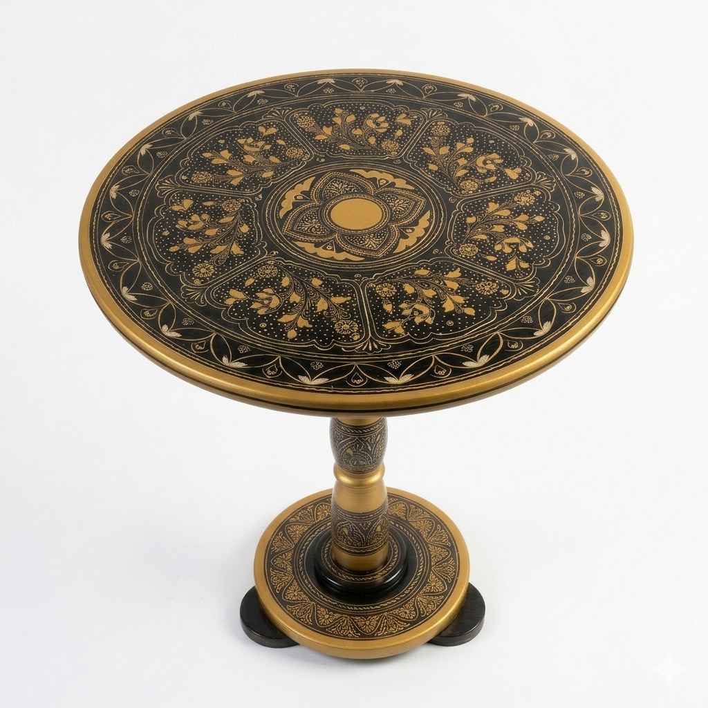 Nakshi Art Coffee Table - Black & Gold