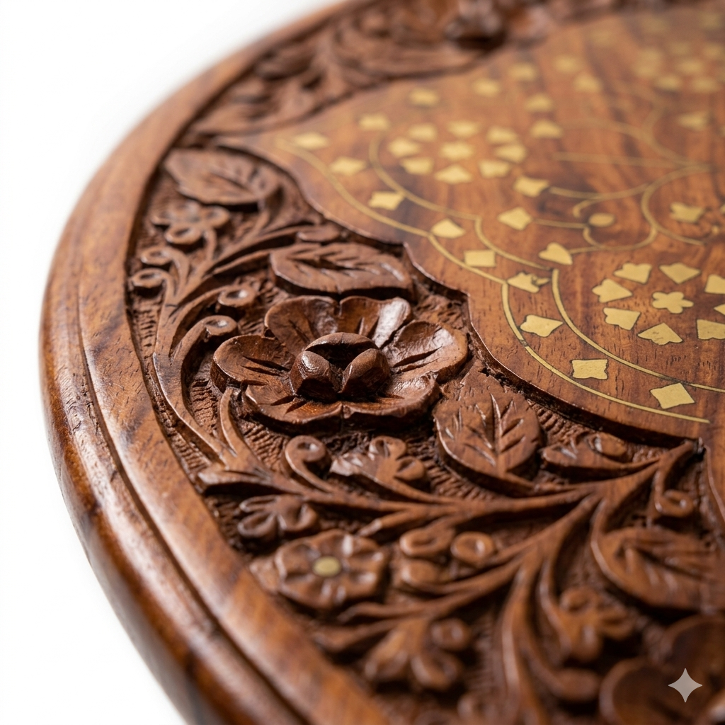 Heritage Brass-Inlay Floral Coffee Table