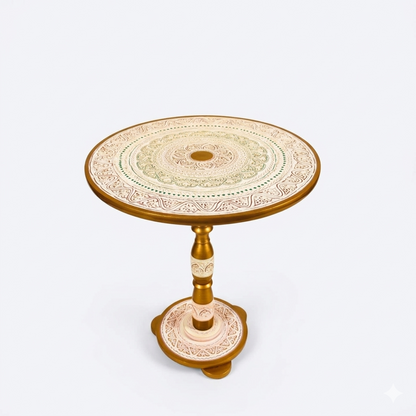 Artisan Nakshi Art Coffee Table - Creamy White & Gold