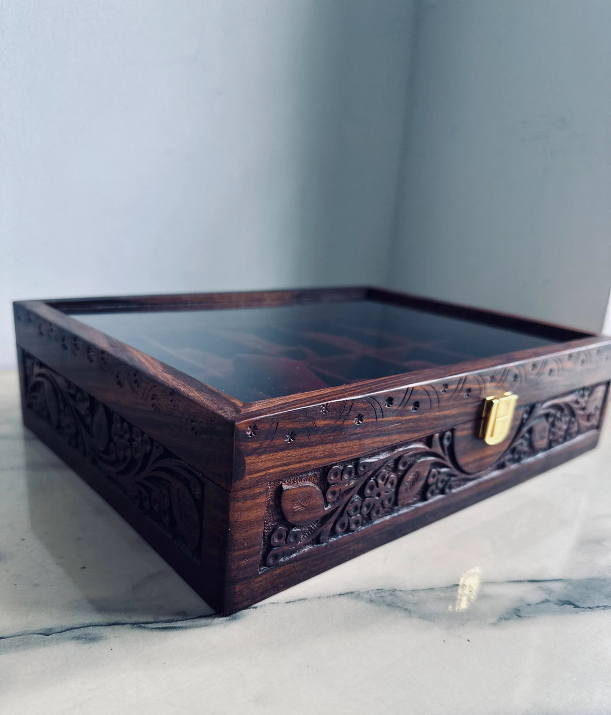 Hand-Carved Luxury 10-Slot Wooden Watch Box – Premium Gift for Him 🎁