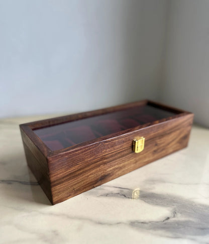 5-Slot Handmade Wooden Watch Box with Glass Display – Luxury Organizer