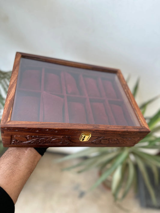 Hand-Carved Luxury 10-Slot Wooden Watch Box – Premium Gift for Him 🎁