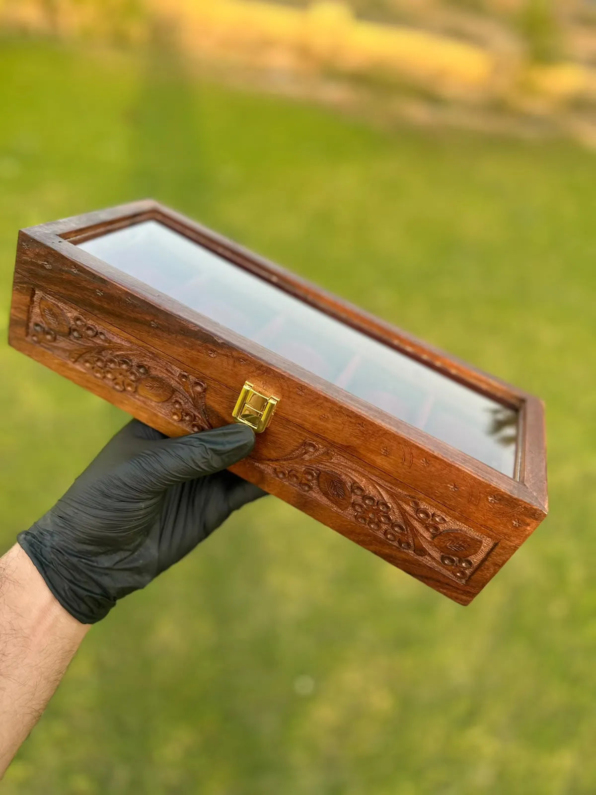 Hand-Carved 5-Slot Wooden Watch Box – Premium Gift for Him 🎁