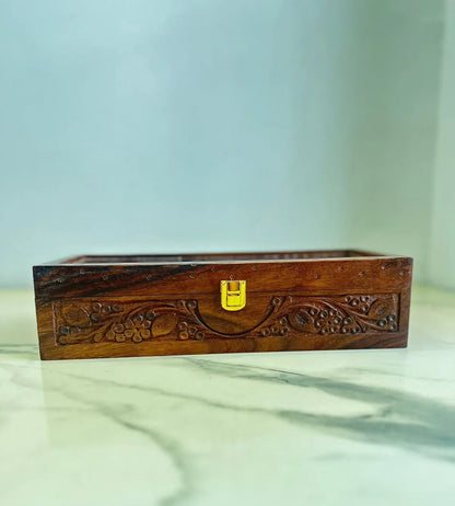 Hand-Carved 5-Slot Wooden Watch Box – Premium Gift for Him 🎁